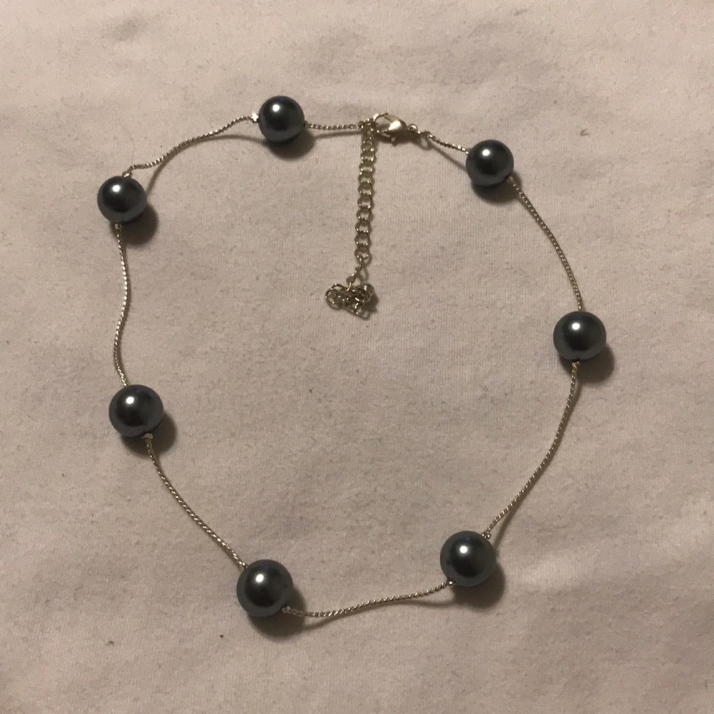 Large pewter beads and metal choker style necklace